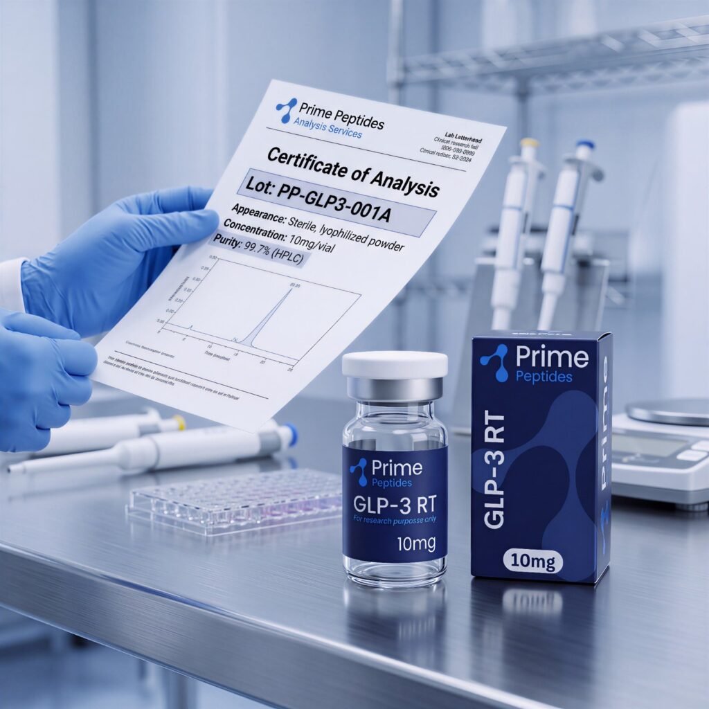 Prime Peptides Certificate of Analysis report.